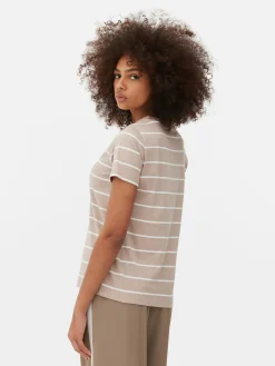 Gestreept T-shirt Met Ronde Hals