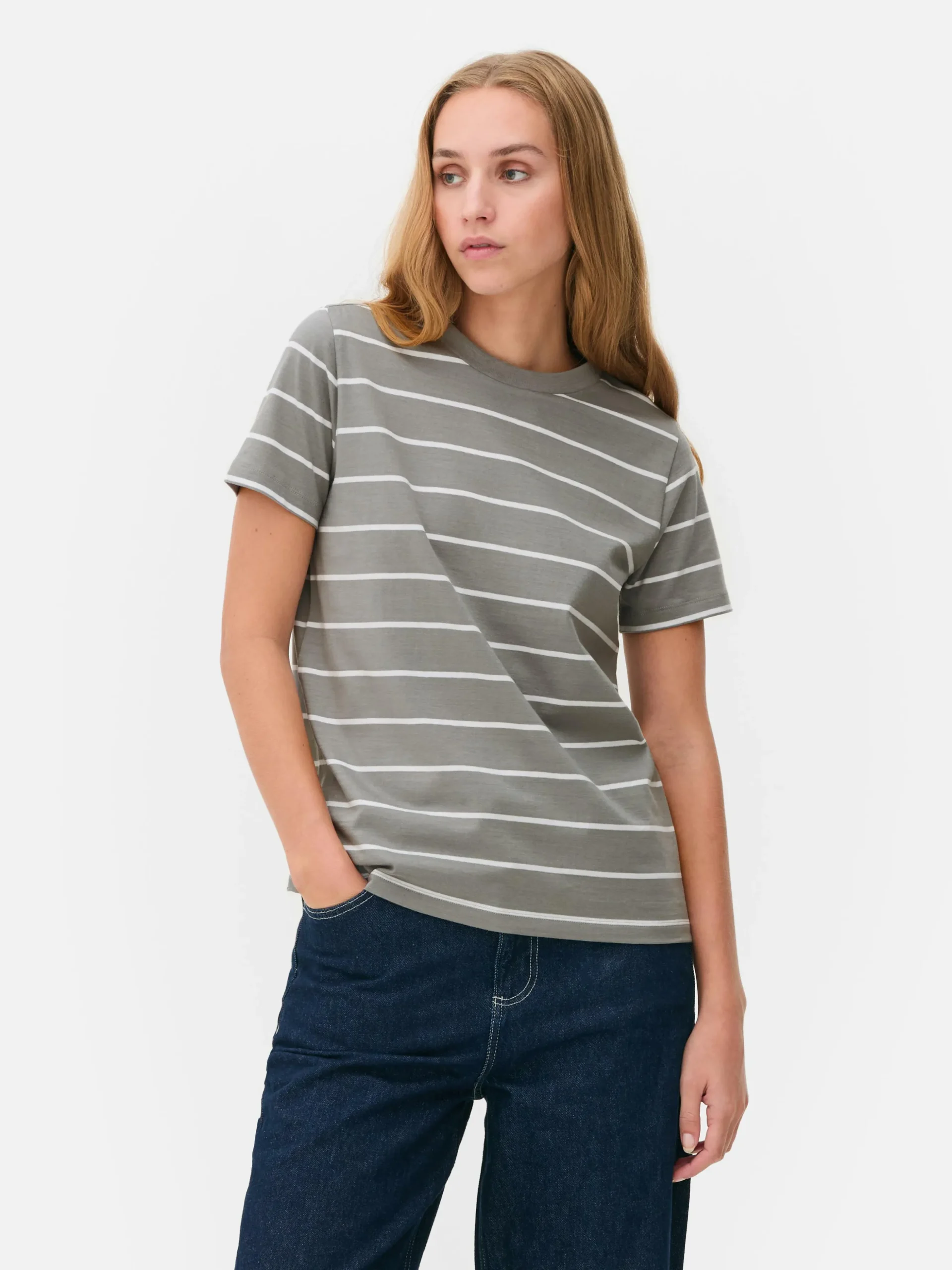 Gestreept T-shirt Met Ronde Hals