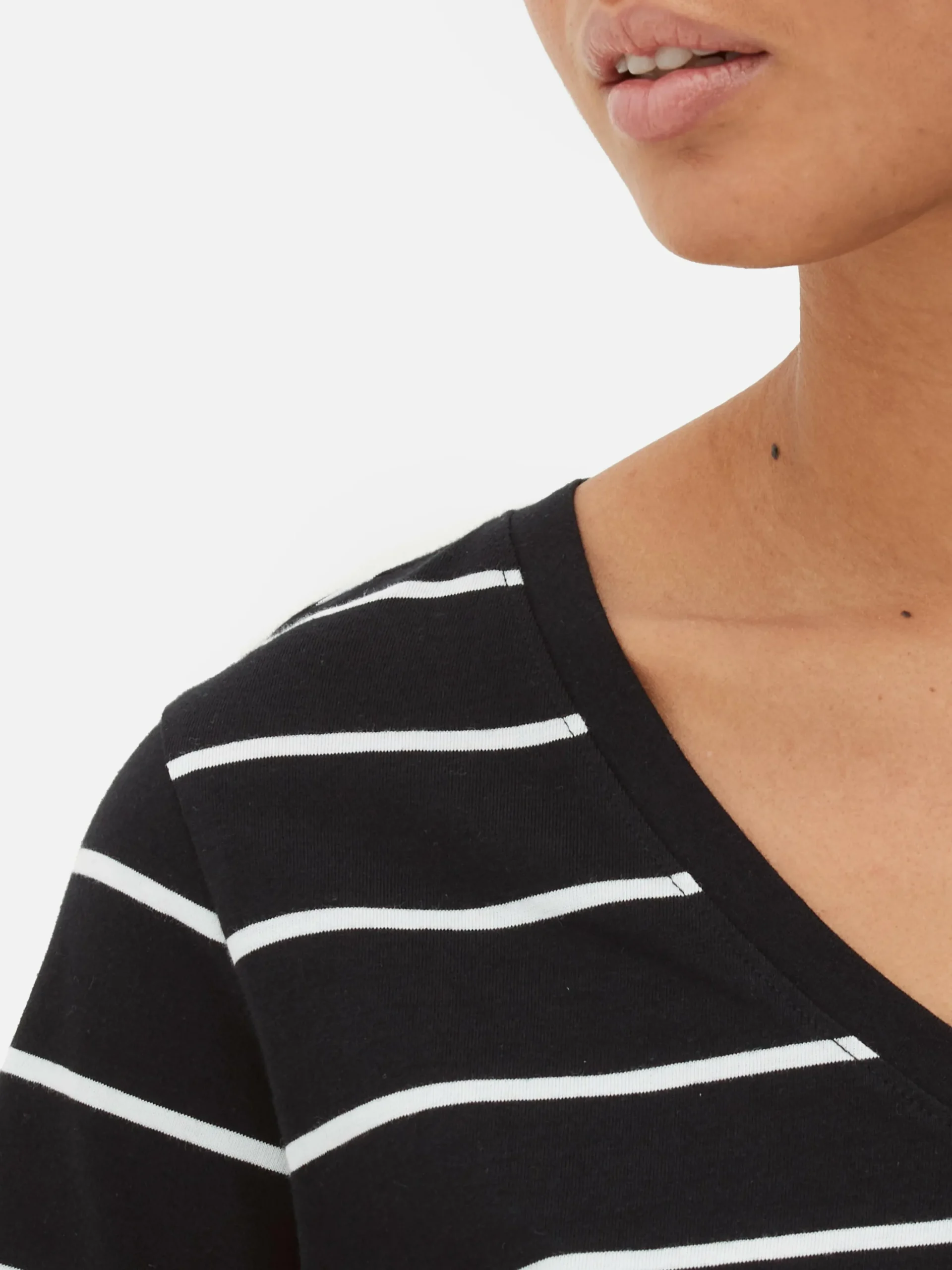 Gestreept T-shirt Met V-hals