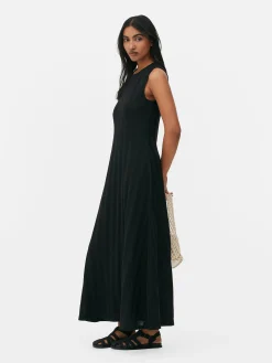 Gestreepte Mouwloze Maxi-jurk Met Textuur