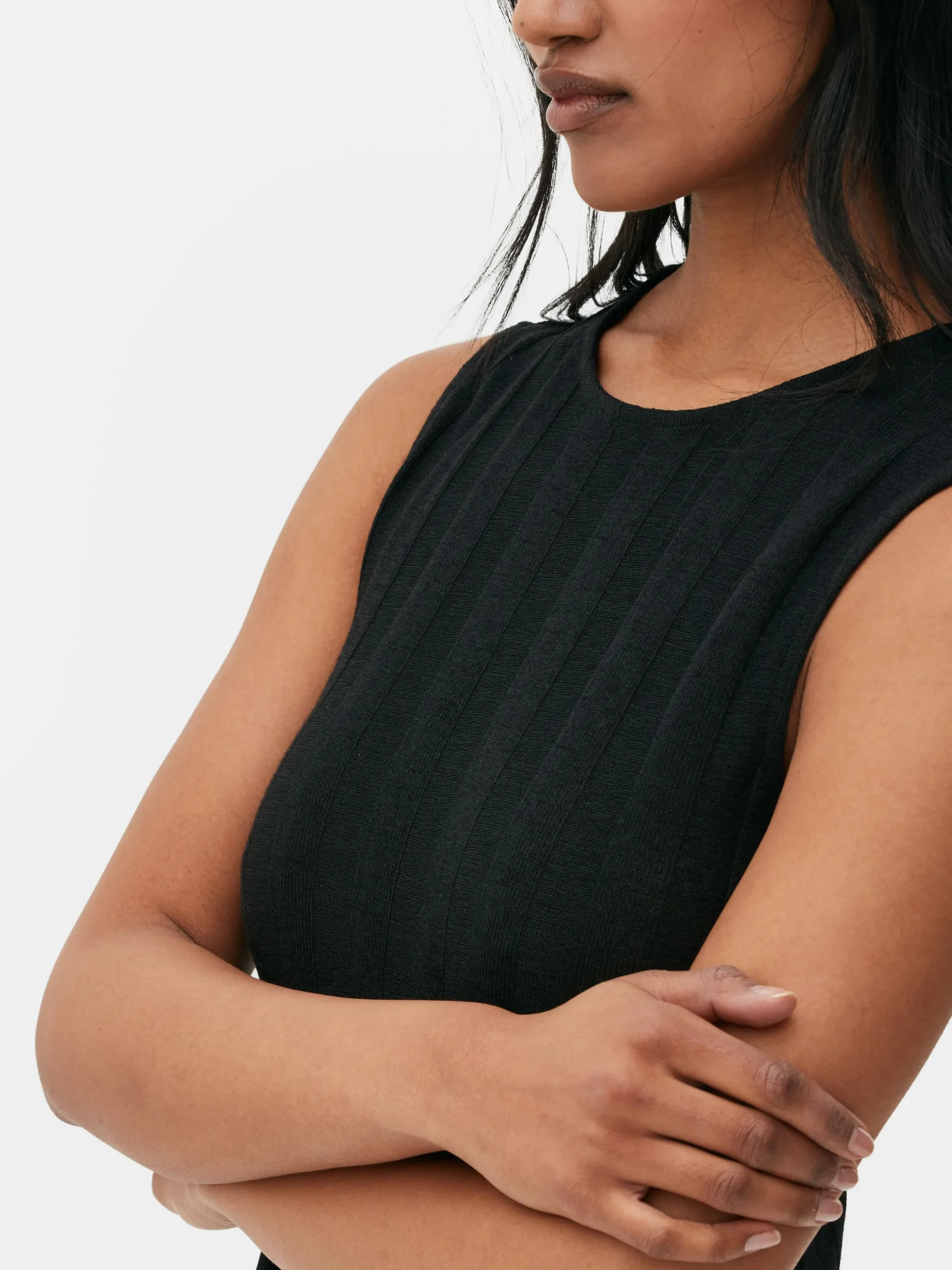 Gestreepte Mouwloze Maxi-jurk Met Textuur