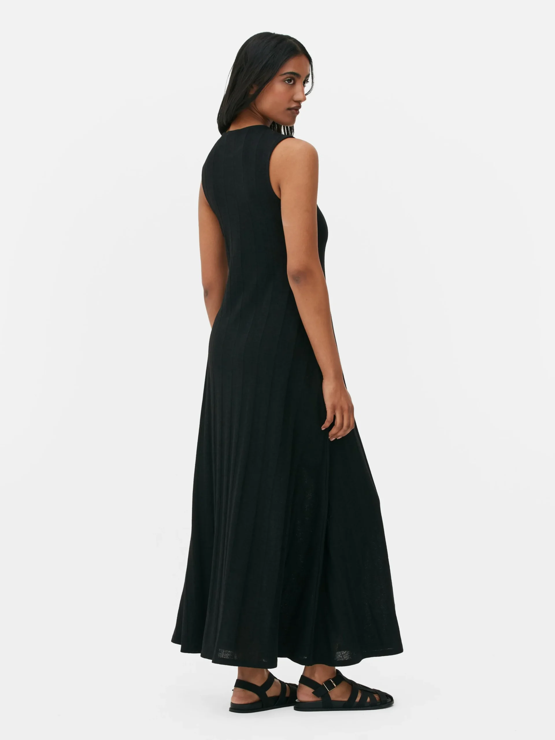 Gestreepte Mouwloze Maxi-jurk Met Textuur