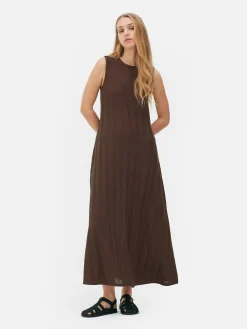 Gestreepte Mouwloze Maxi-jurk Met Textuur