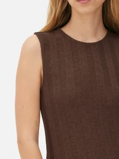 Gestreepte Mouwloze Maxi-jurk Met Textuur