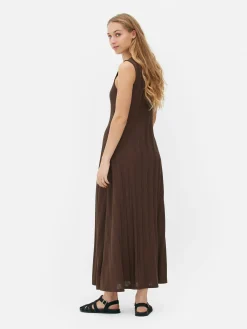 Gestreepte Mouwloze Maxi-jurk Met Textuur
