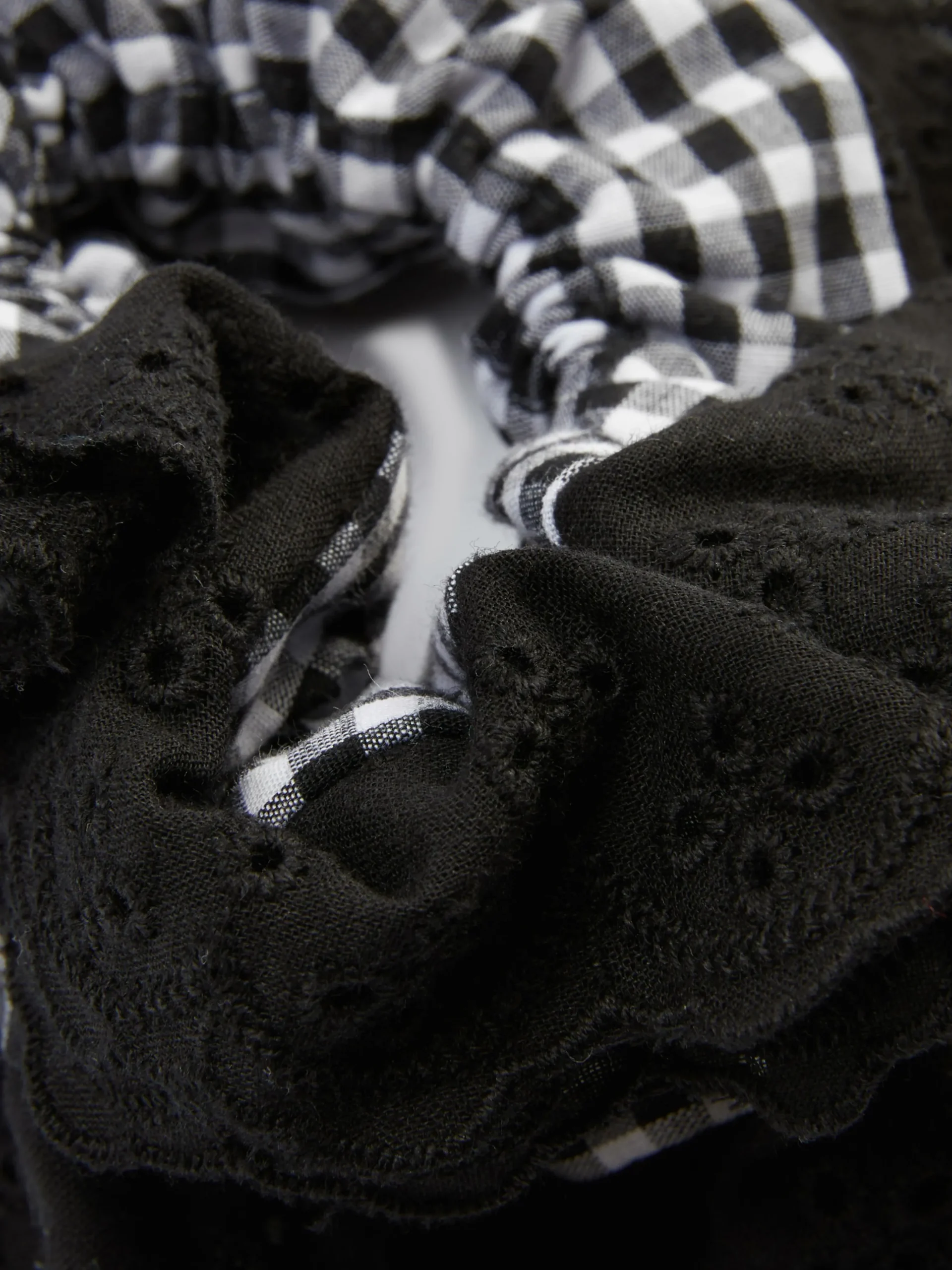 Grote Geruite Scrunchie Met Kant