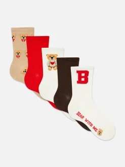 Halfhoge Sokken Met Berenprint, 5 Paar