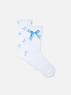 Halfhoge Sokken Met Coquette-strik, 2 Paar