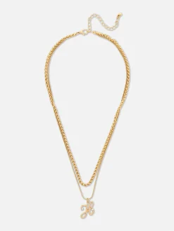Halsketting Met Initiaalhanger En Dubbele Ketting
