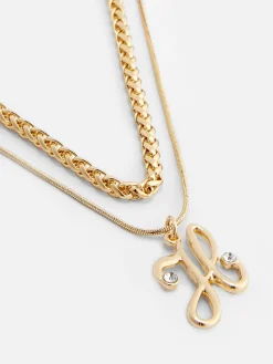 Halsketting Met Initiaalhanger En Dubbele Ketting