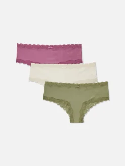 Heupslips Van Microvezel Met Kanten Rand, Set Van 3