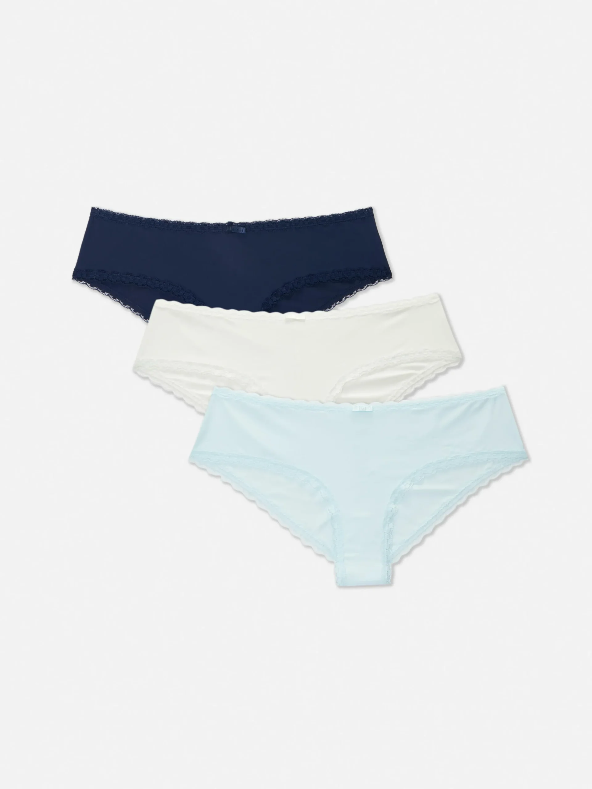 Hipsterslips Met Kanten Rand, Set Van 3