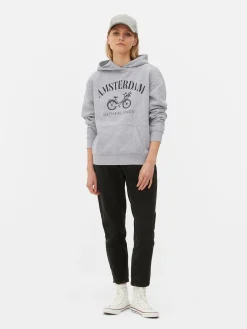 Hoodie Met Print Amsterdam En Fiets