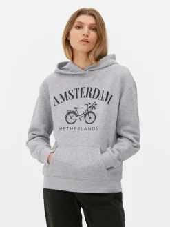 Hoodie Met Print Amsterdam En Fiets