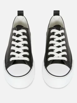 Imitatieleren Lage Sneakers Met Plateauzool