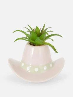 Imitatieplant In Cowboyhoedpot