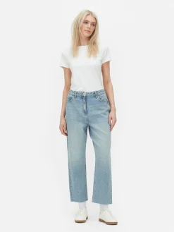 Jeans Met Rechte Pijpen En Korte Zoom