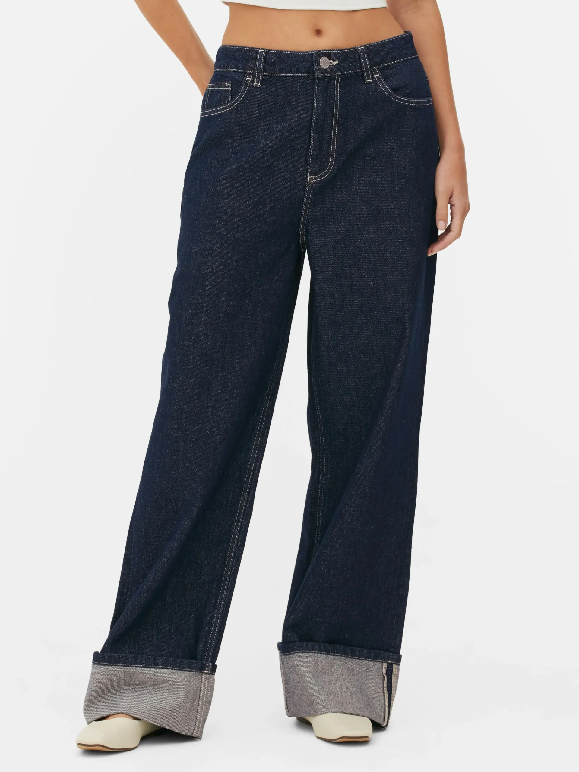 Jeans Met Wijde Pijpen Met Omslag
