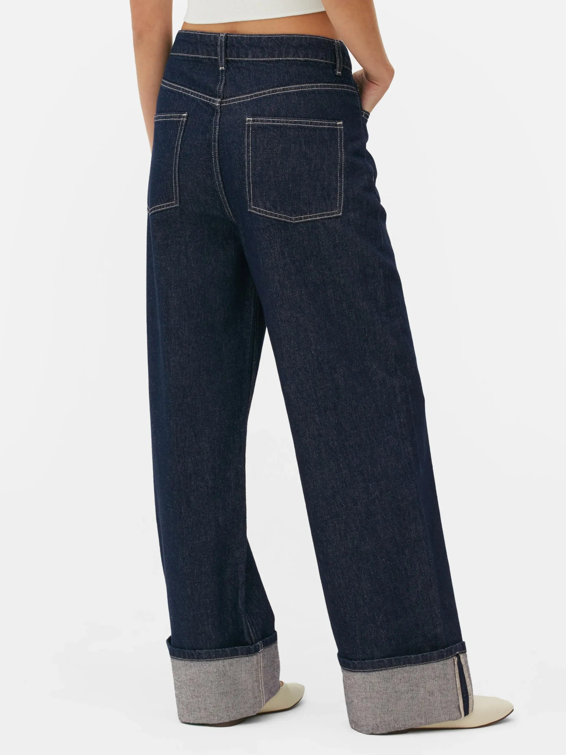 Jeans Met Wijde Pijpen Met Omslag