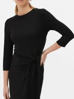 Jersey Jurk Met Strikdetail Aan Zijkant The Edit