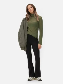 Jersey Legging Met Hoge Taille En Wijde Pijpen