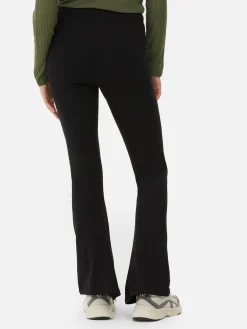 Jersey Legging Met Hoge Taille En Wijde Pijpen