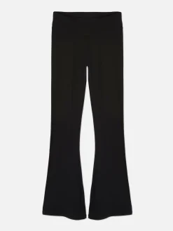 Jersey Legging Met Hoge Taille En Wijde Pijpen