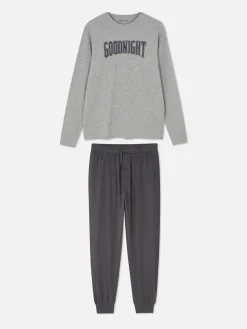 Jersey Pyjama Met 'goodnight'-print