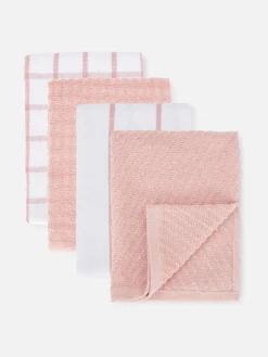 Katoenen Theedoeken Van Badstof, Set Van 4