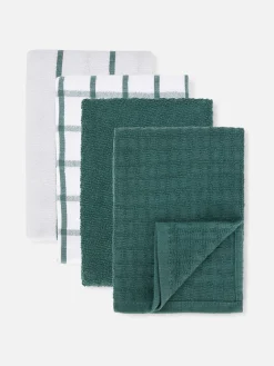 Katoenen Theedoeken Van Badstof, Set Van 4