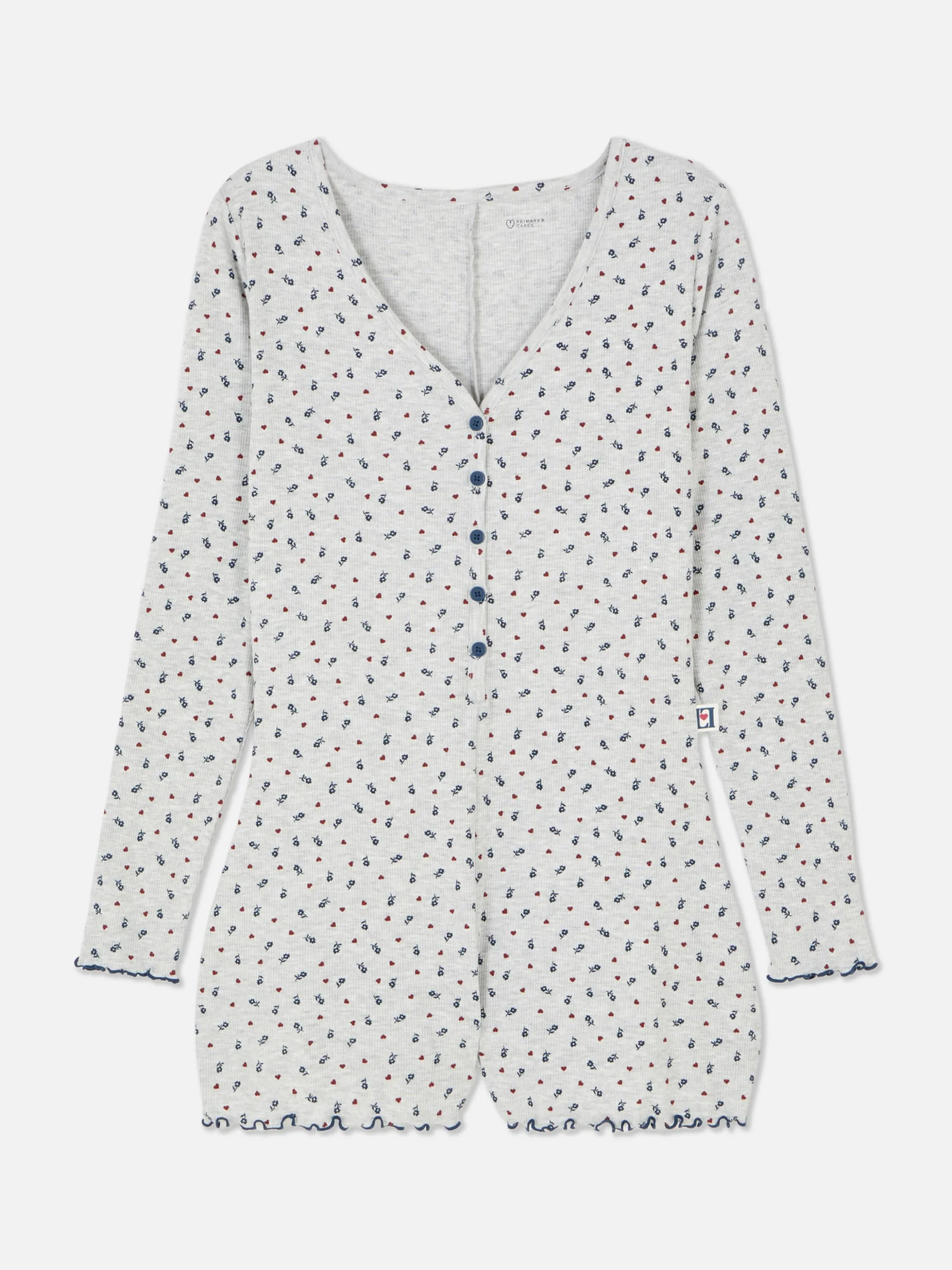 Korte Pyjamajumpsuit Van Ribstof Met Bloemenprint
