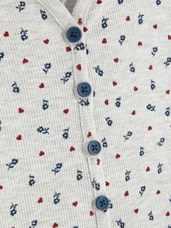 Korte Pyjamajumpsuit Van Ribstof Met Bloemenprint