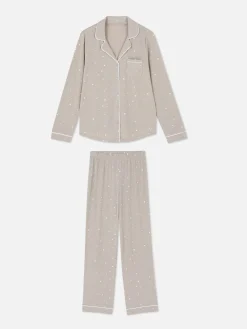 Lange Boyfriend-pyjama Met Patroon