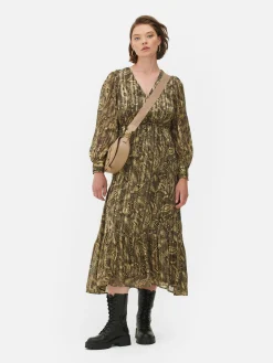 Lange Jurk Met V-hals In Bohostijl