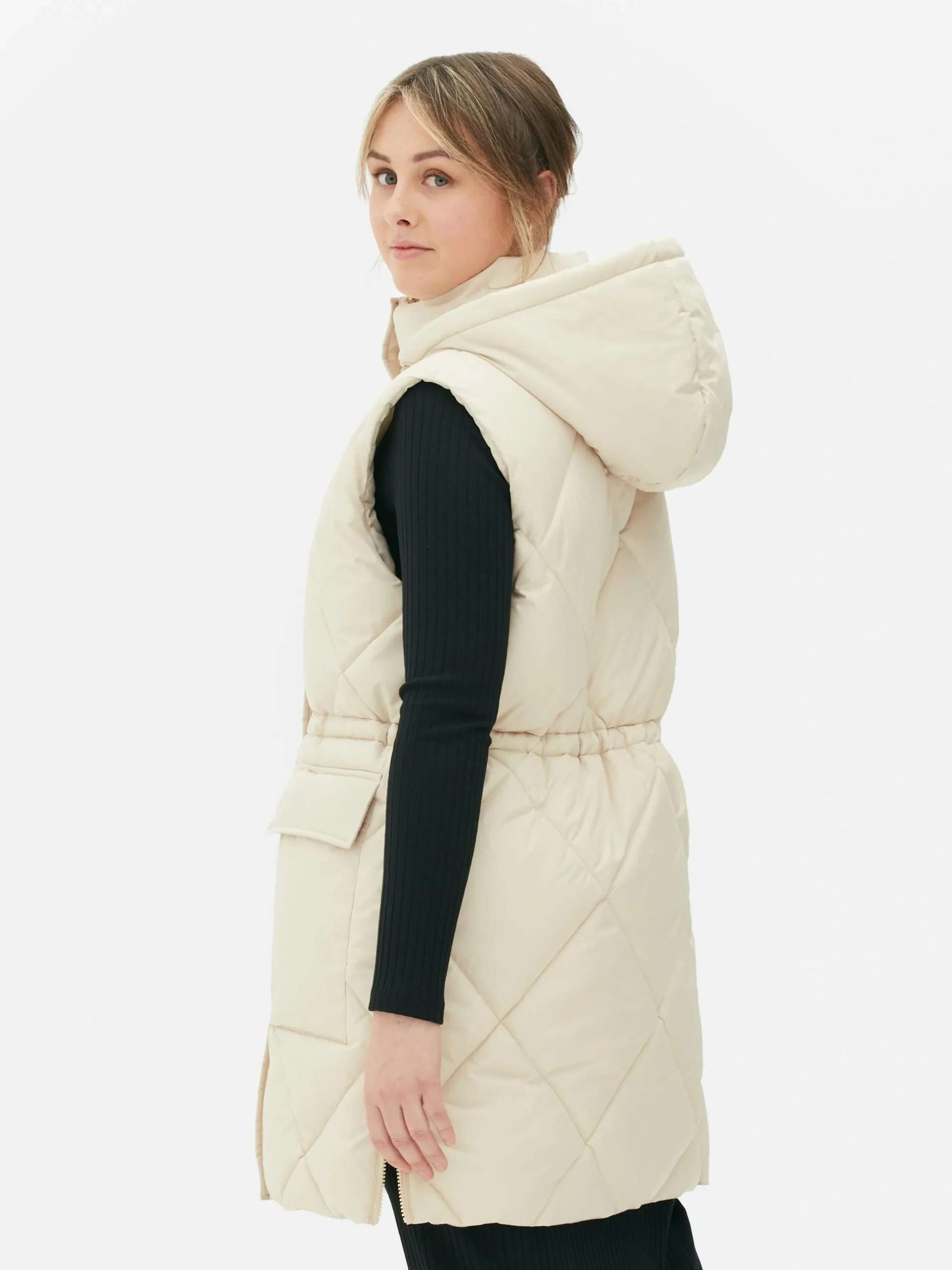 Lange Pufferbodywarmer Met Capuchon