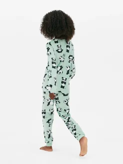 Lange Pyjama Van Velours Met Pandaprint