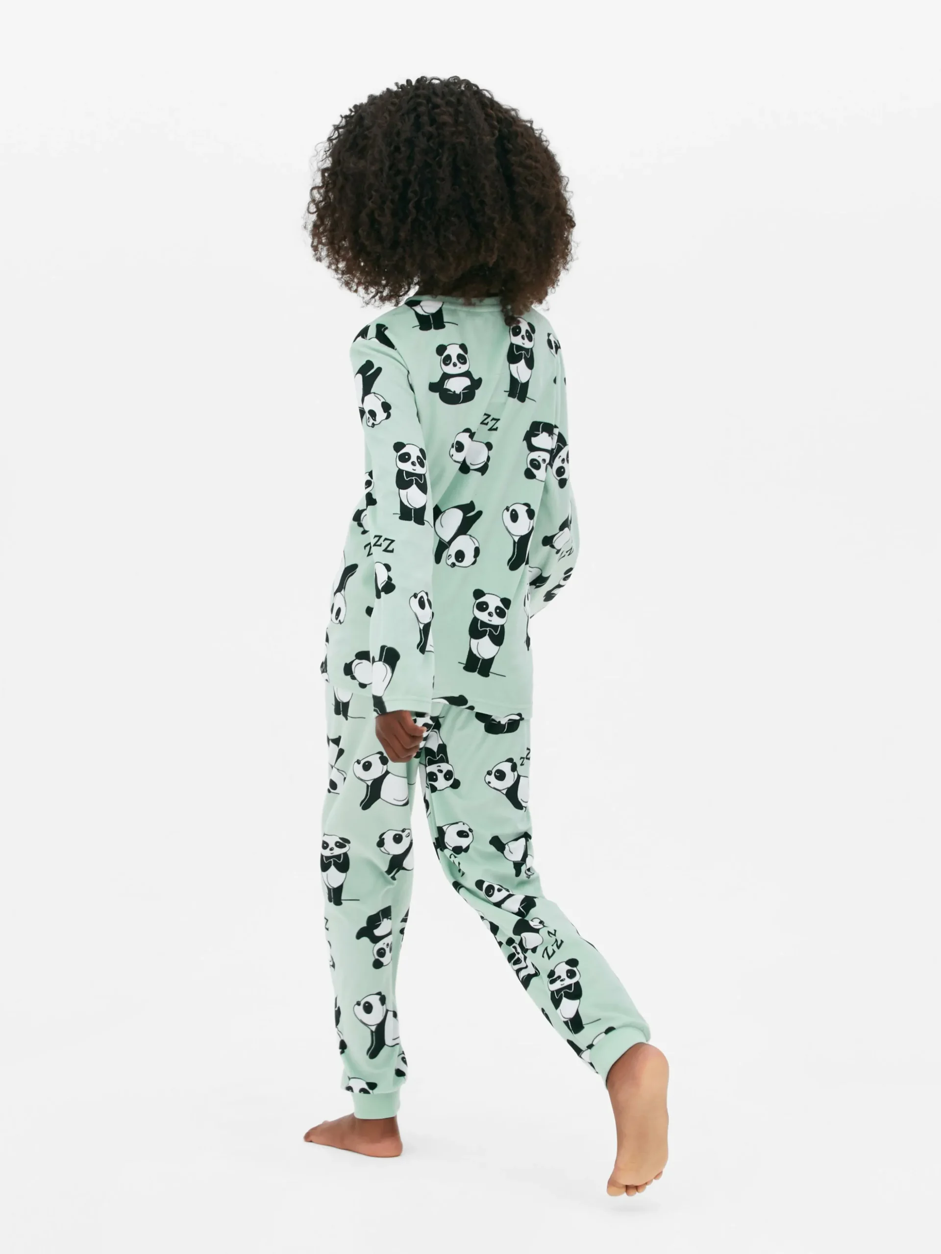 Lange Pyjama Van Velours Met Pandaprint
