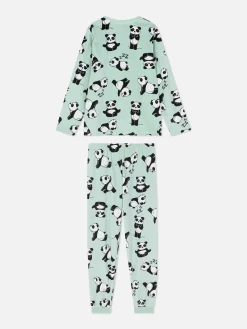 Lange Pyjama Van Velours Met Pandaprint