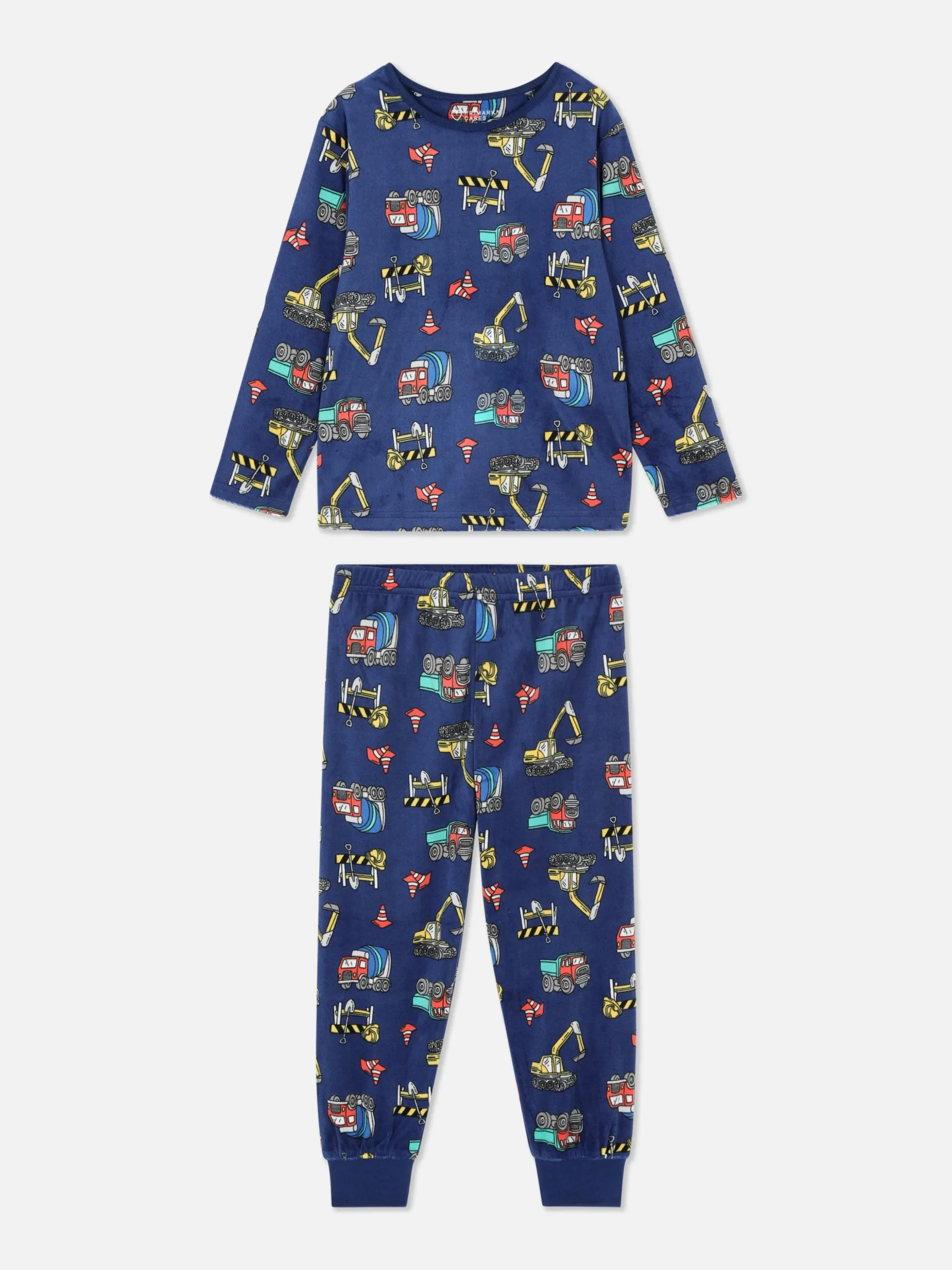 Lange Velours Pyjama Met Bouwvoertuig