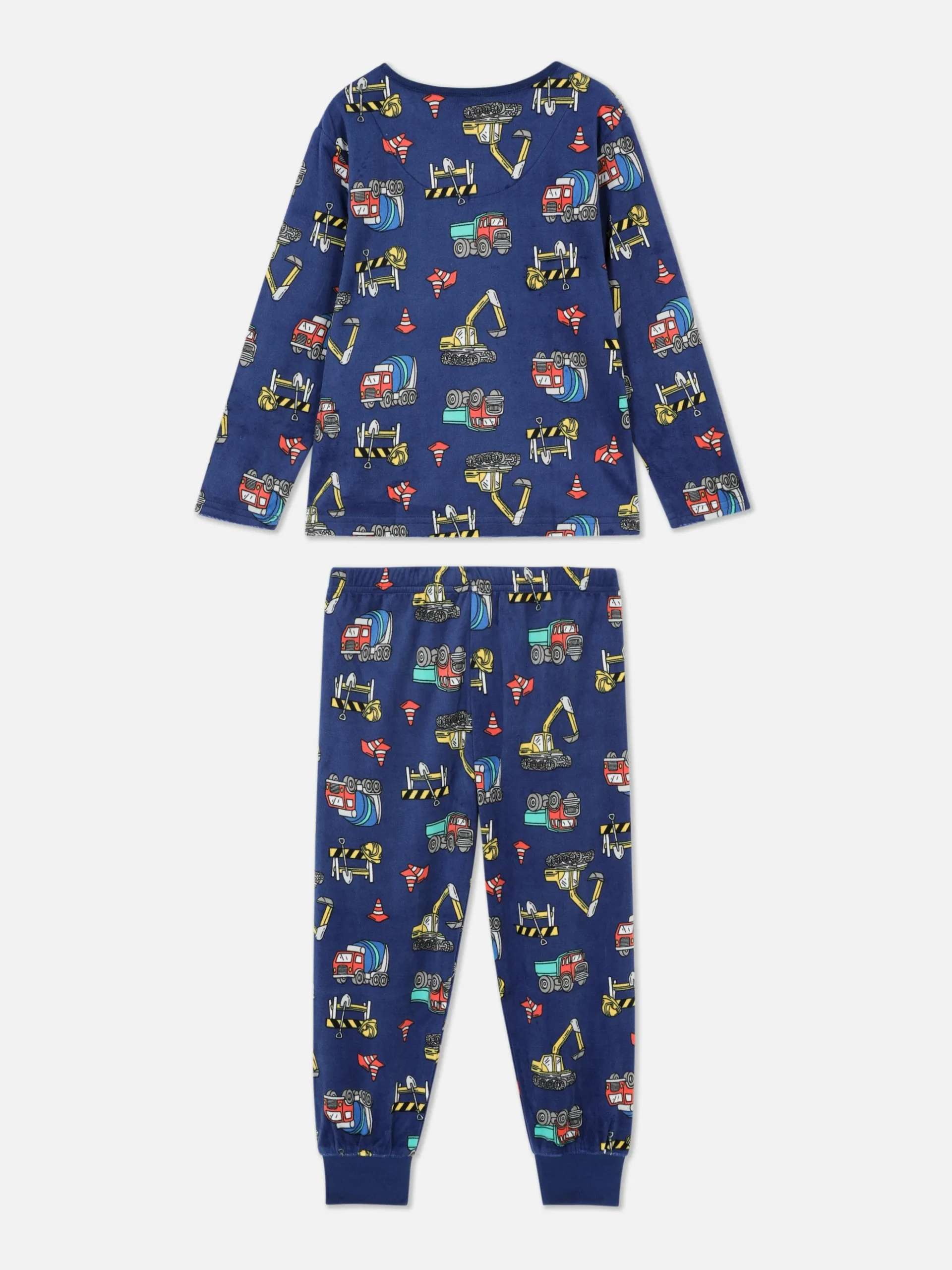 Lange Velours Pyjama Met Bouwvoertuig