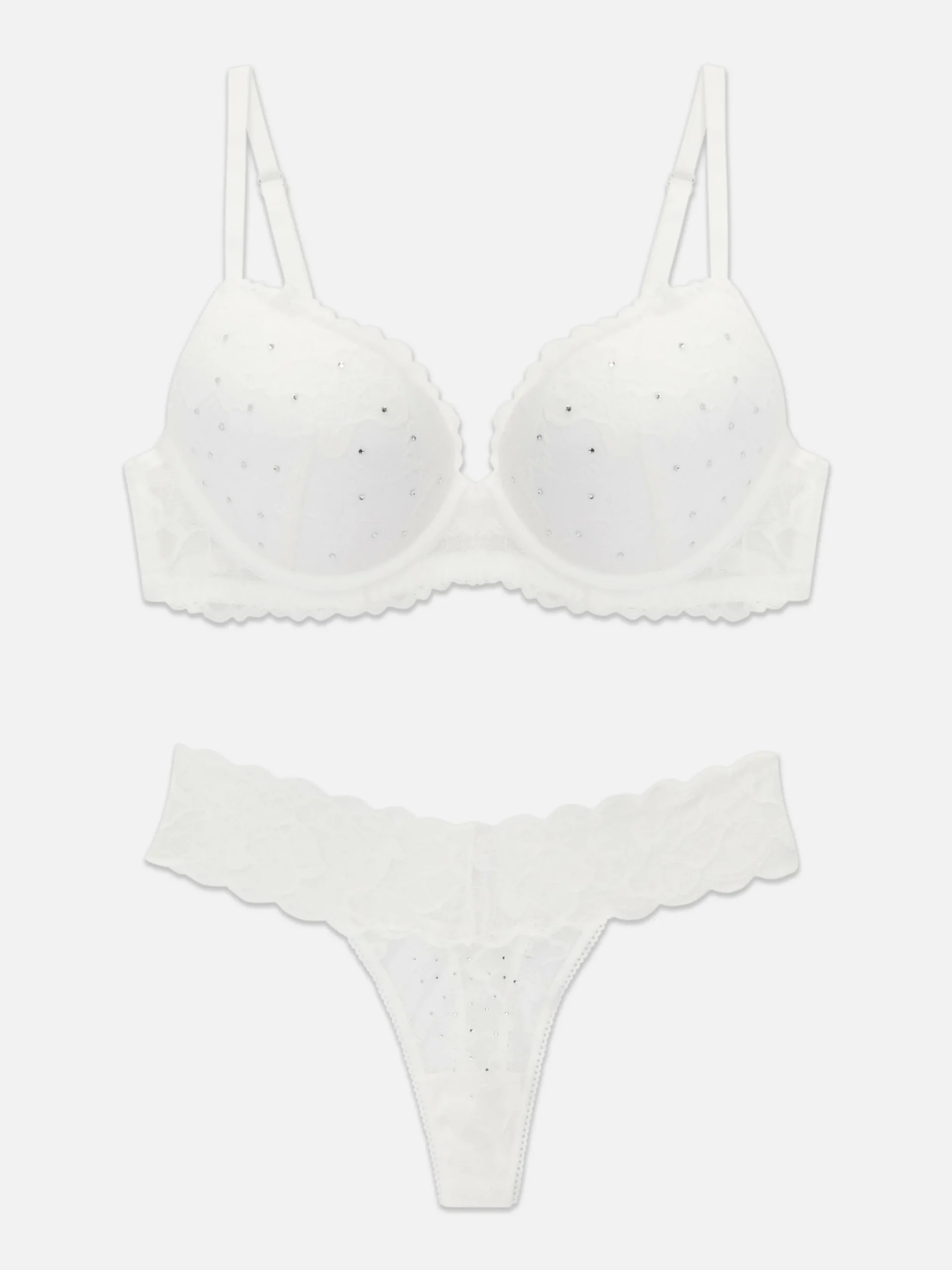 Lingerieset Van String En Maximise-beha Met Kant En Stras