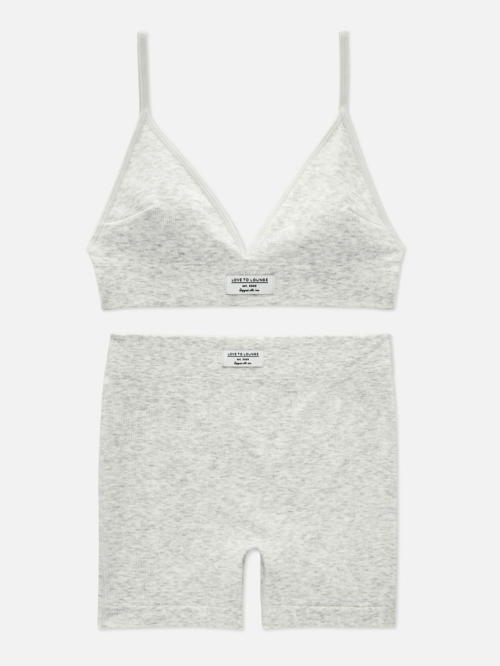 Loungeset Met Bralette En Korte Broek Van Ribstof