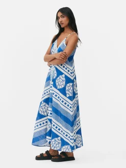 Luchtige Maxi-jurk Met Tegelprint