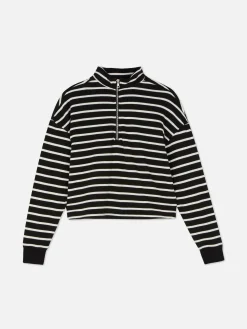 Matchend Gestreept Sweatshirt Met Halve Rits