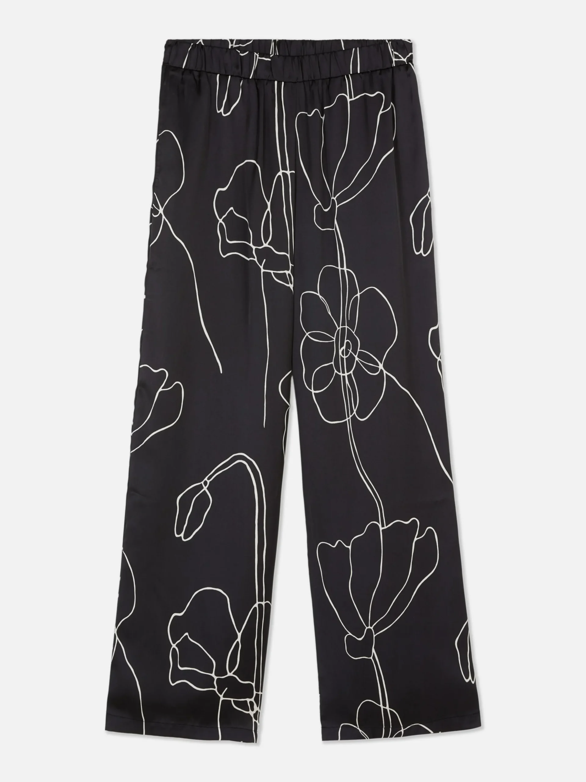 Matchende Satijnen Broek Met Bloemen