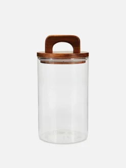 Medium Glazen Pot Met Houten Deksel