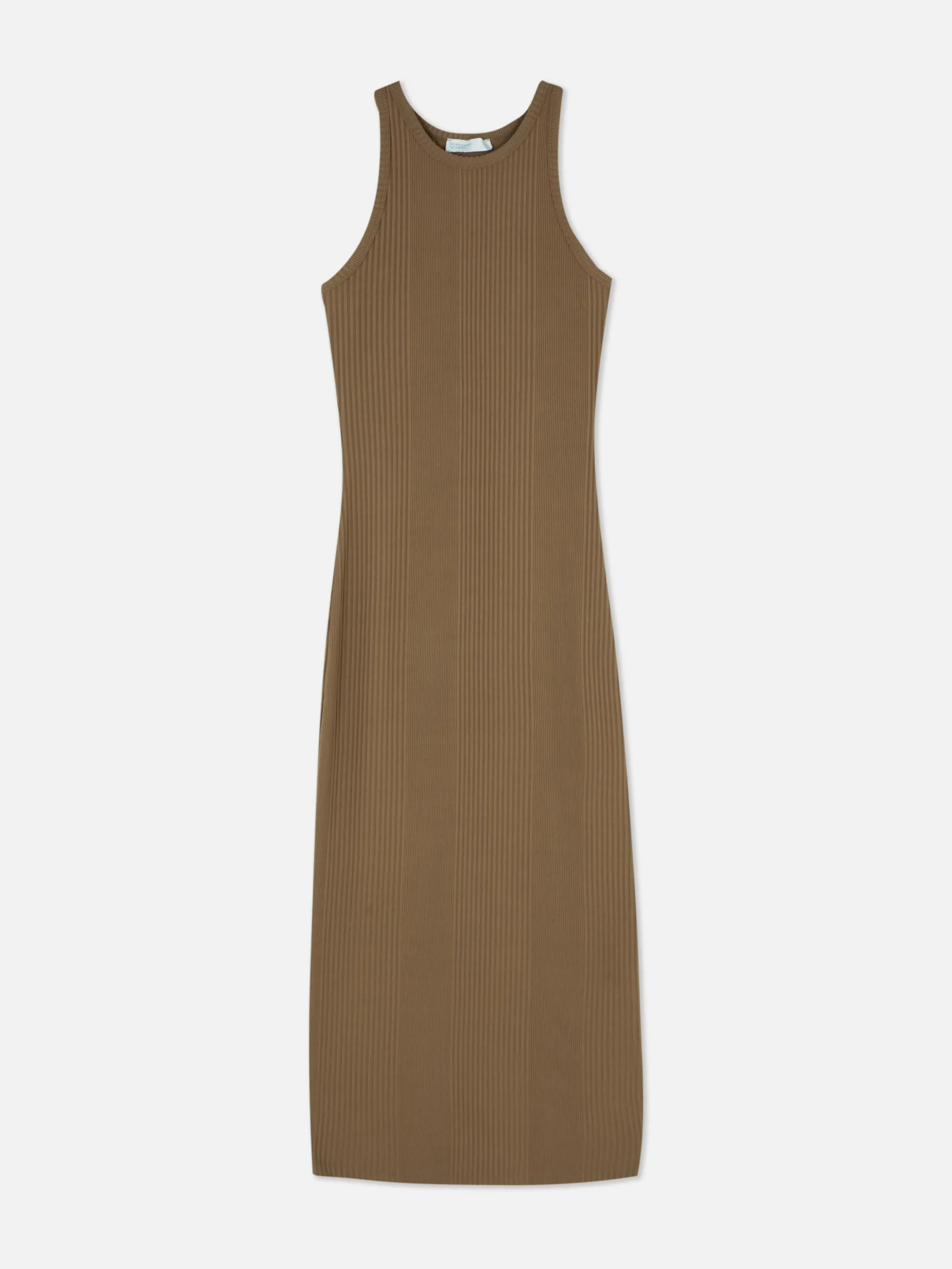 Midi-jurk Van Ribstof Met Racerback