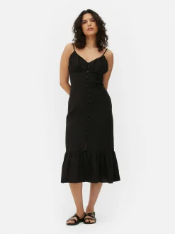 Midi-slipdress Met Knopen