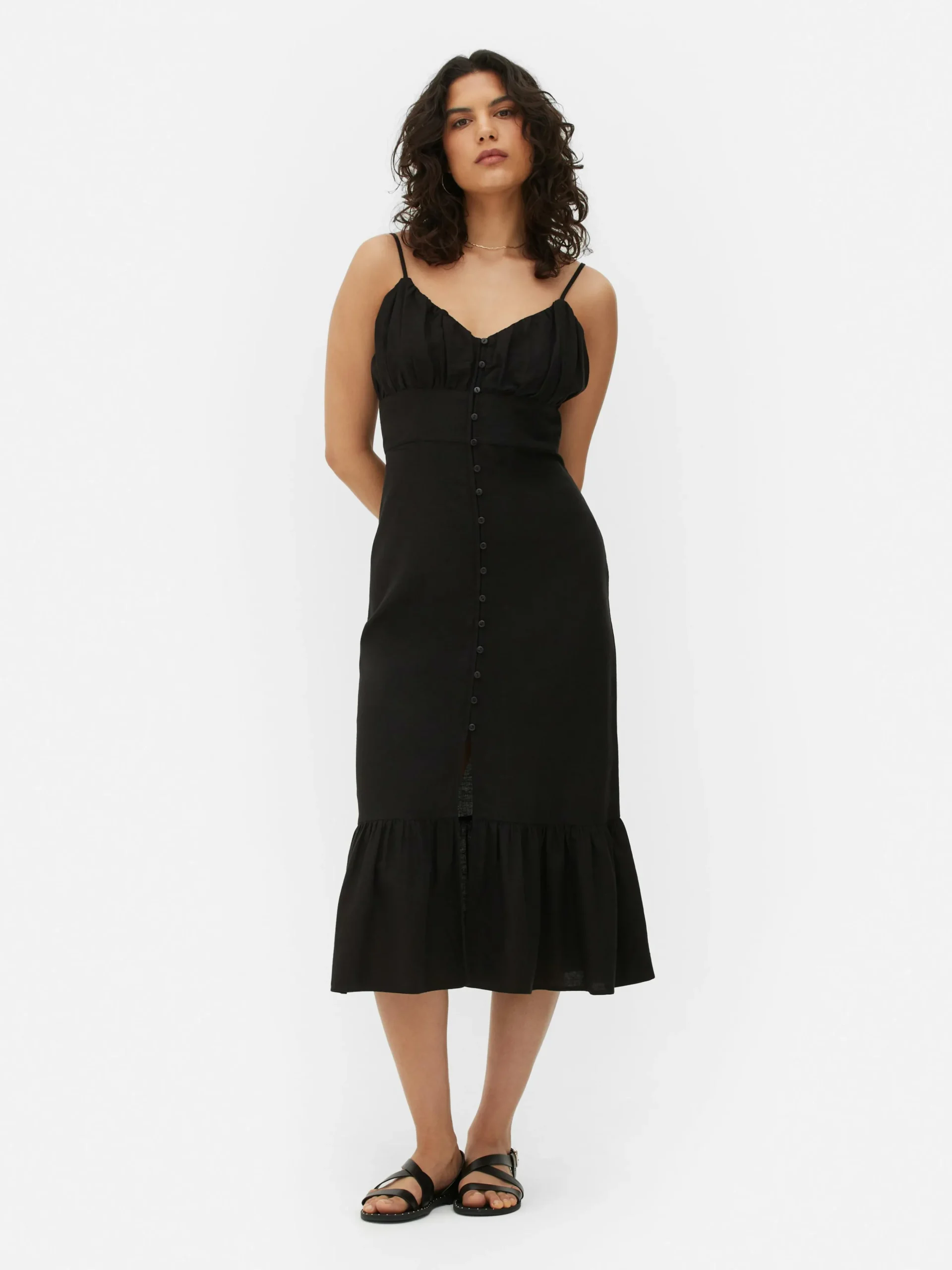 Midi-slipdress Met Knopen