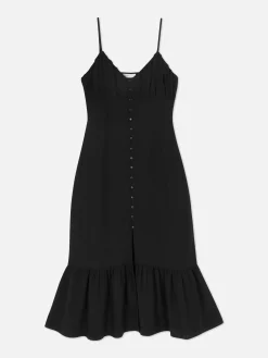 Midi-slipdress Met Knopen